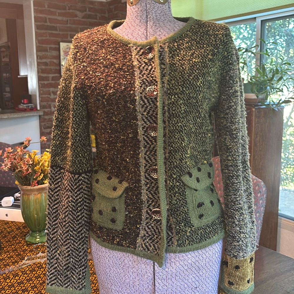 Green and Black Women's Sweater
